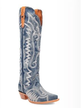 DAN POST WOMEN WESTERN BOOTD DENIM DARLIN' SIZE 8 NEW